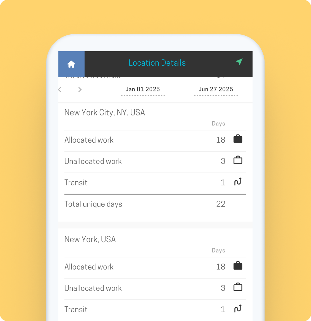 Mobile app interface for Android showing location tracking features with a map and user position marked.