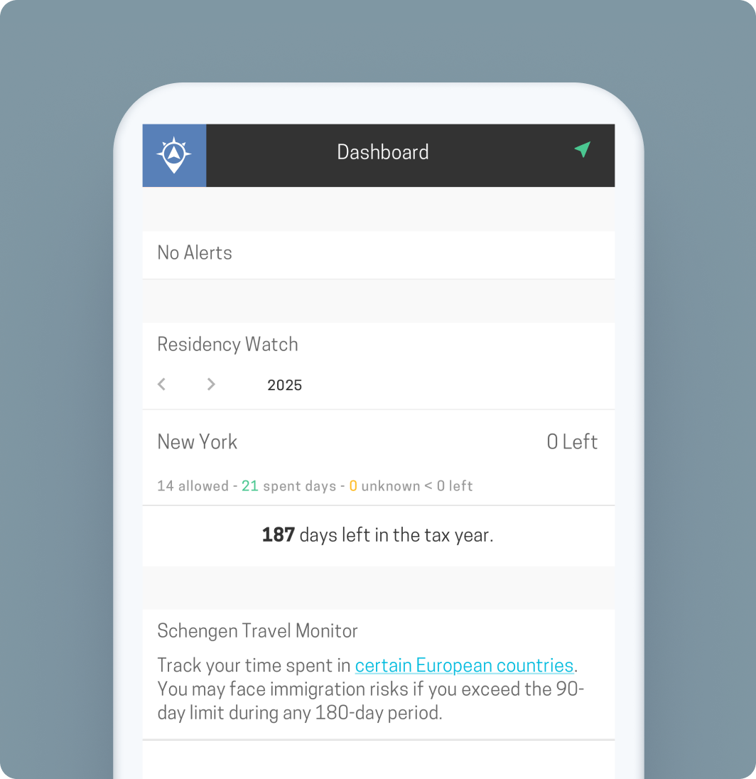 User interface of an Android travel app, highlighting tools for navigation and travel planning.