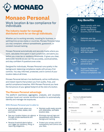 Monaeo Personal: Work Location & Tax Compliance for Individuals