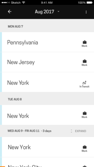 App interface showing the geographical layout of the New York City area, including major roads and neighborhoods.