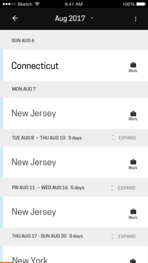App screen featuring the schedule for New Jersey trains, including times and station information.