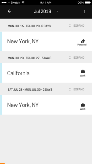The app presents the event schedule for the New York City region.